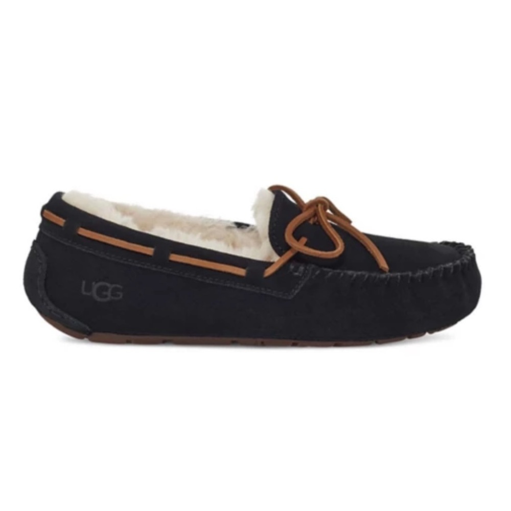 UGG Women's Moccasins in Black with Tan Trim